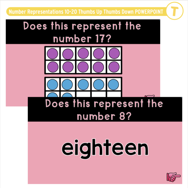 Number Representations 10-20 Thumbs Up Thumbs Down POWERPOINT - Image 3